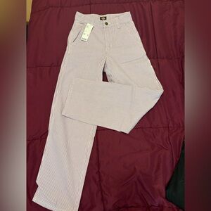 Dickies Women's Striped Carpenter Pants- White and Purple